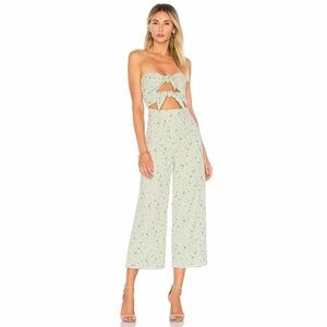 MAJORELLE Green Tessa Dress Strapless Floral Jumpsuit in Light Green